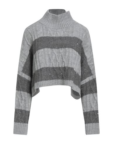 Simona Corsellini Woman Turtleneck Grey Size L Wool, Acrylic, Polyamide, Polyester, Virgin Wool In Gray
