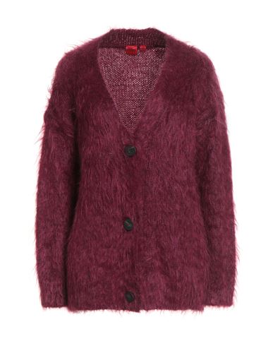 Hugo Boss Hugo Woman Cardigan Garnet Size M Mohair Wool, Wool, Polyamide In Burgundy