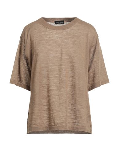 Roberto Collina Woman Sweater Khaki Size M Linen, Polyester In Brown
