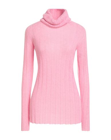 Roberto Collina Woman Turtleneck Pink Size M Baby Alpaca Wool, Nylon, Wool In Pink