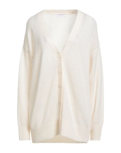 Majestic Filatures Woman Cardigan Cream Size 1 Merino Wool, Cashmere, Silk In White