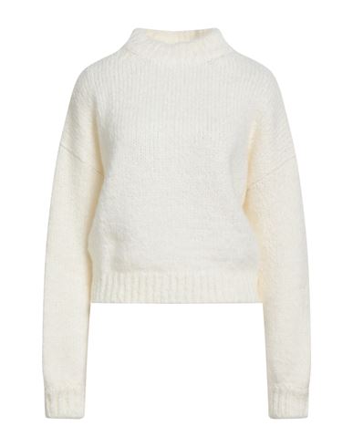 Soallure Woman Turtleneck Off White Size S Acrylic, Mohair Wool, Wool, Polyamide In White