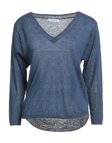 Majestic Filatures Woman Sweater Slate Blue Size 1 Linen