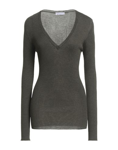 Majestic Filatures Woman Sweater Military Green Size 1 Merino Wool In Gray
