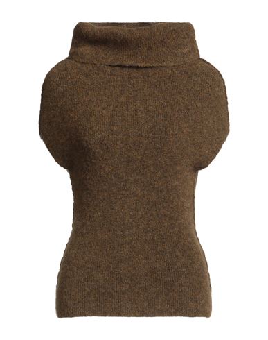 Rick Owens Woman Turtleneck Khaki Size S Alpaca Wool, Polyamide, Wool, Elastane In Brown