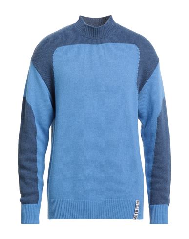 Bikkembergs Man Turtleneck Azure Size L Viscose, Polyamide, Wool, Cashmere In Blue