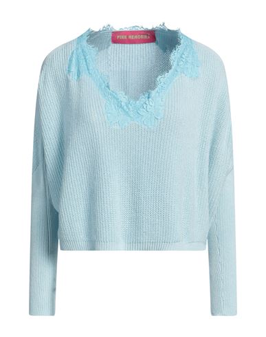Pink Memories Woman Sweater Sky Blue Size 6 Cotton, Acrylic, Polyamide In Blue