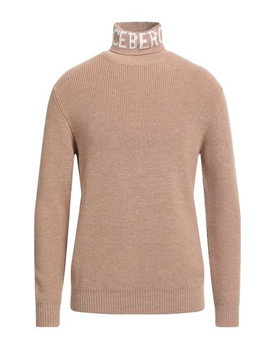 Iceberg Man Turtleneck Camel Size M Virgin Wool In Brown