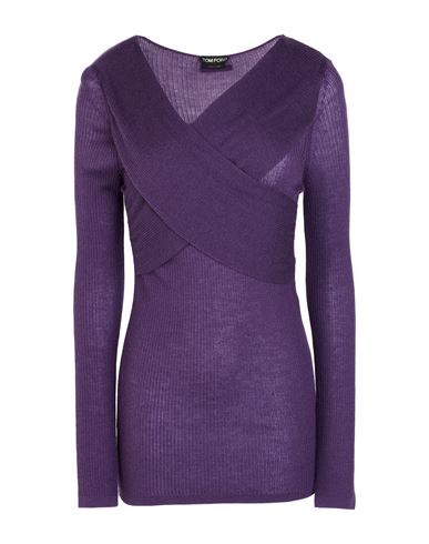 Tom Ford Woman Sweater Dark Purple Size L Cashmere, Silk
