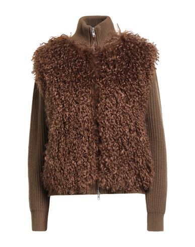 Jucca Woman Cardigan Brown Size L Virgin Wool, Polyester In Brown