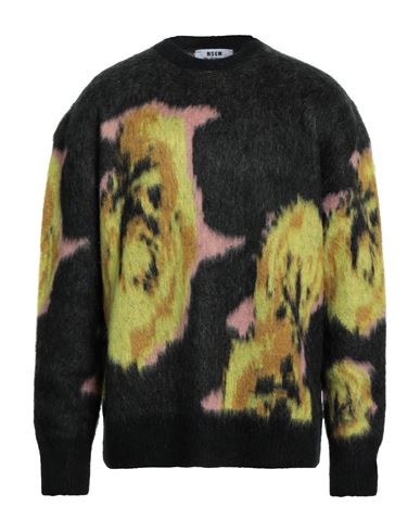 Msgm Man Sweater Dark Green Size L Acrylic, Polyamide, Mohair Wool In Multi