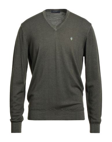 Avignon Man Sweater Military Green Size Xl Merino Wool