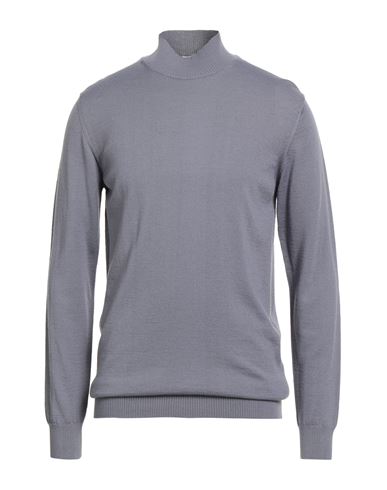 Avignon Man Turtleneck Slate Blue Size L Merino Wool, Acrylic In Blue
