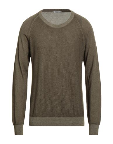 Avignon Man Sweater Military Green Size Xl Merino Wool In Green