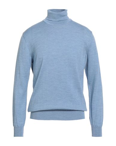 Avignon Man Turtleneck Light Blue Size L Merino Wool In Blue
