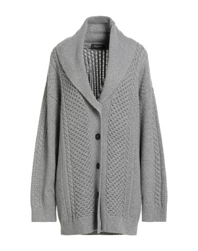 Fabiana Filippi Woman Cardigan Grey Size 6 Virgin Wool, Viscose, Silk, Cashmere, Polyester In Gray