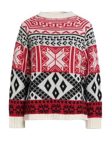 Vicolo Woman Sweater Red Size Onesize Wool, Acrylic In White