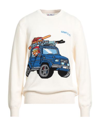 Mc2 Saint Barth Après-ski Collection Crypto Puppets Man Sweater Ivory Size L Wool, Viscose, Polyamid In White