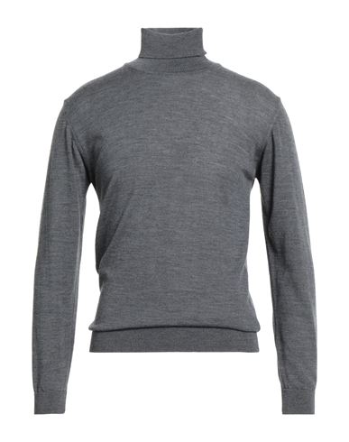 Wool & Co Man Turtleneck Charcoal Size L Merino Wool In Gray