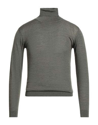 Wool & Co Man Turtleneck Military Green Size M Merino Wool In Green