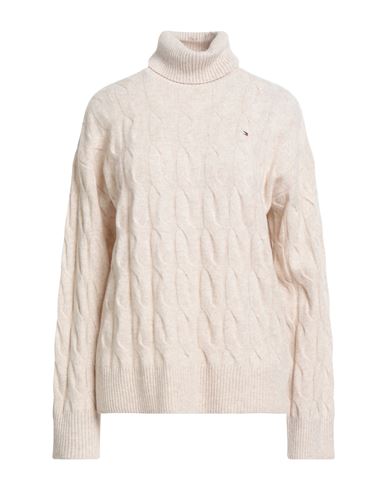 Tommy Hilfiger Woman Turtleneck Beige Size S Wool In Sand