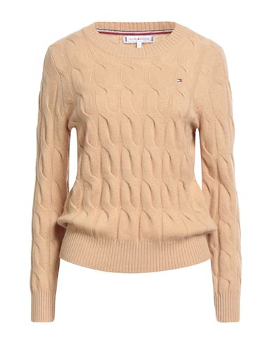 Tommy Hilfiger Woman Sweater Camel Size Xs Wool In Sand