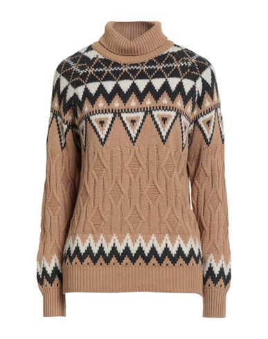 Eleventy Woman Turtleneck Camel Size S Wool, Viscose, Cashmere, Polyamide In Brown