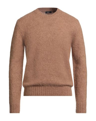 Herno Man Sweater Camel Size 46 Alpaca Wool, Polyamide, Wool In Brown