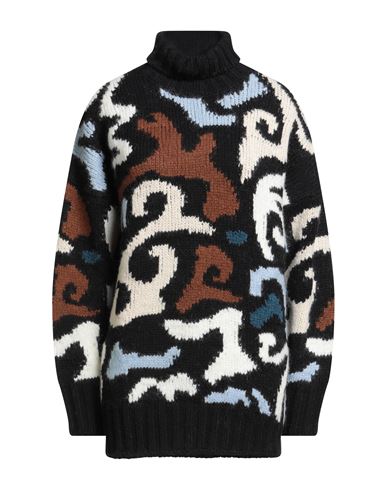 Ermanno Scervino Woman Turtleneck Black Size S/m Virgin Wool, Synthetic Fibers, Alpaca Wool, Wool, C In Multi