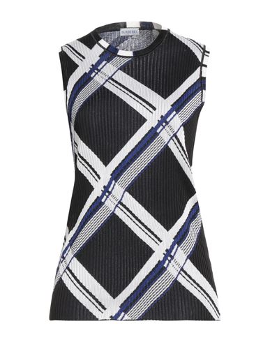 Burberry Black Silk Check Tank Top In Black