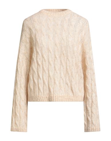 Brunello Cucinelli Woman Sweater Sand Size L Wool, Mohair Wool, Ecobrass In Neutral