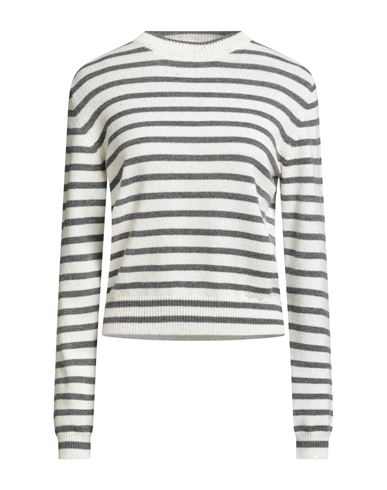 Brunello Cucinelli Cashmere Blend Striped Sweater With Paillette Detail In White