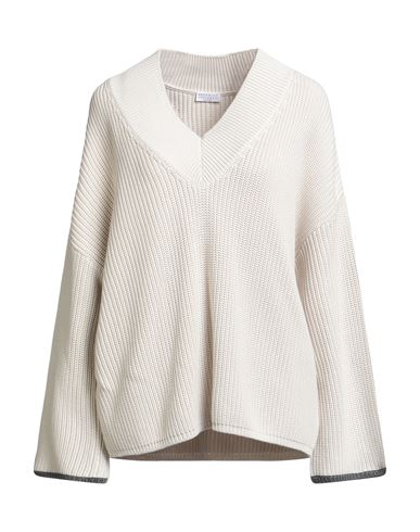 Brunello Cucinelli Cotton English Rib Sweater In White