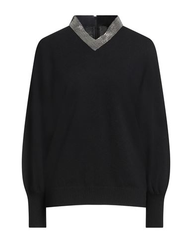Fabiana Filippi Woman Sweater Black Size 8 Virgin Wool, Silk, Cashmere, Brass In Black