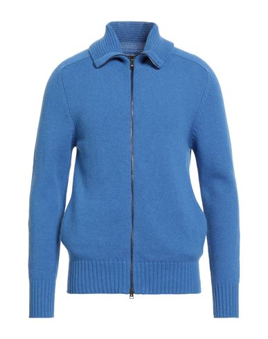 Tagliatore Man Cardigan Bright Blue Size 38 Wool, Polyamide In Blue