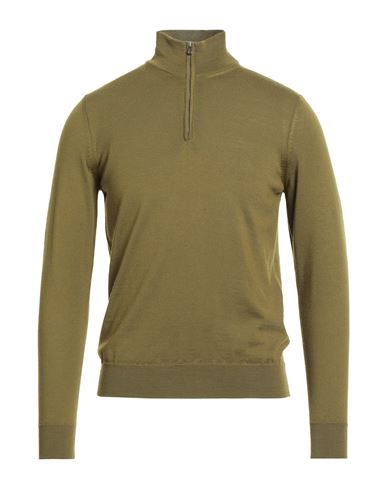 +39 Masq Man Turtleneck Military Green Size 40 Merino Wool In Green