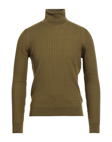 +39 Masq Man Turtleneck Military Green Size 38 Merino Wool In Green