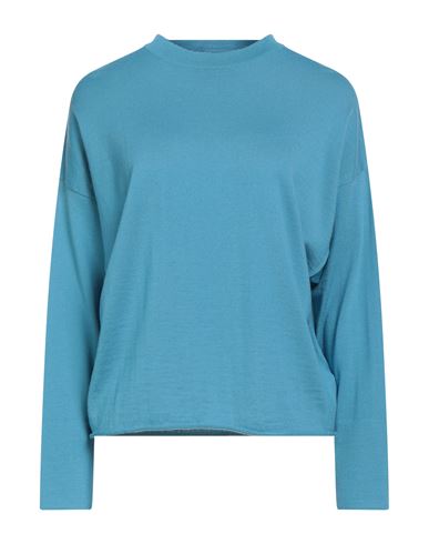 Alpha Studio Woman Sweater Azure Size 8 Merino Wool In Blue