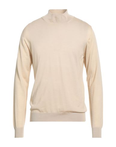 Daniele Fiesoli Man Turtleneck Beige Size L Merino Wool, Silk In Pink
