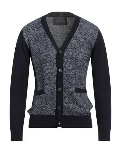 Tagliatore Man Cardigan Midnight Blue Size 38 Wool, Cotton In Animal Print