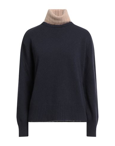 Anna Seravalli Woman Turtleneck Navy Size 10 Wool In Blue