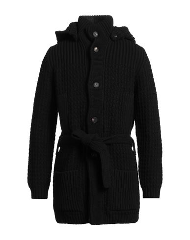 Tagliatore Man Cardigan Black Size 42 Wool, Polyamide In Black