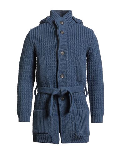 Tagliatore Man Cardigan Blue Size 40 Wool, Polyamide In Blue