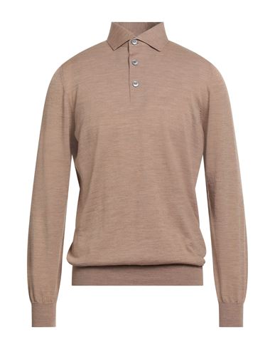 Lardini Man Sweater Sand Size L Virgin Wool In Brown