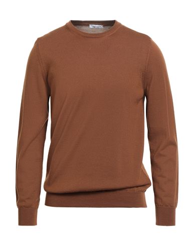 Theland Man Sweater Brown Size 50 Merino Wool In Brown