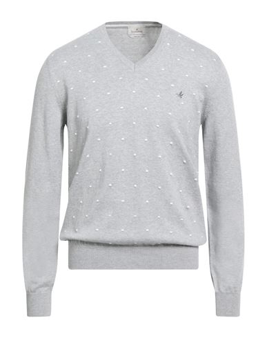 Brooksfield Man Sweater Light Grey Size 46 Cotton In Gray