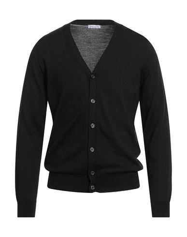 Theland Man Cardigan Black Size 38 Merino Wool In Black