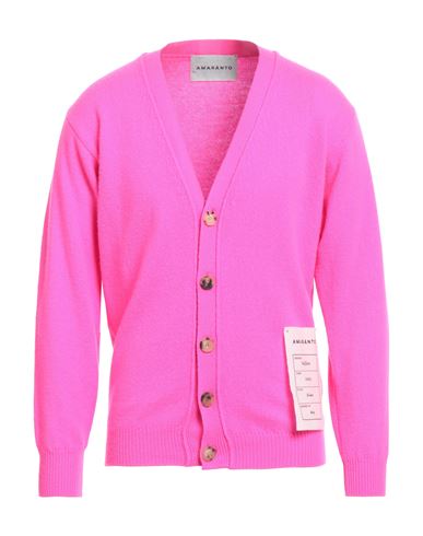 Amaranto Man Cardigan Fuchsia Size L Wool, Cashmere In Pink