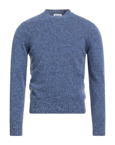 Theland Man Sweater Blue Size 44 Merino Wool In Blue