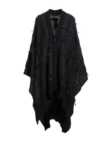 Isabel Benenato Woman Cape Charcoal Size Onesize Baby Alpaca Wool, Polyamide, Mohair Wool, Wool In Black